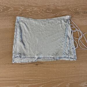 I.AM.GIA Chainmail Lace Up Mini Skirt Leilani Size XXS Silver